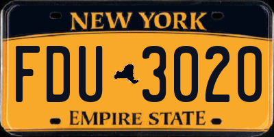 NY license plate FDU3020