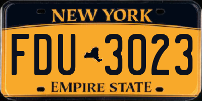 NY license plate FDU3023