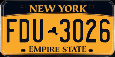 NY license plate FDU3026