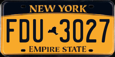 NY license plate FDU3027
