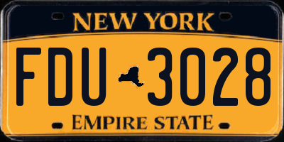 NY license plate FDU3028