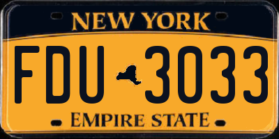 NY license plate FDU3033