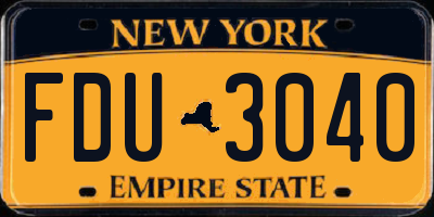NY license plate FDU3040