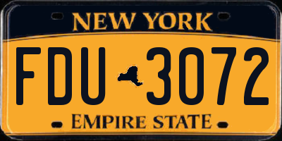 NY license plate FDU3072