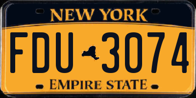 NY license plate FDU3074