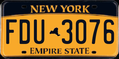 NY license plate FDU3076