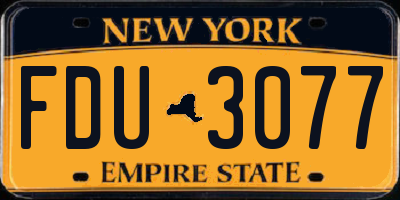 NY license plate FDU3077