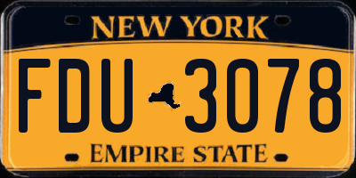 NY license plate FDU3078
