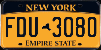 NY license plate FDU3080