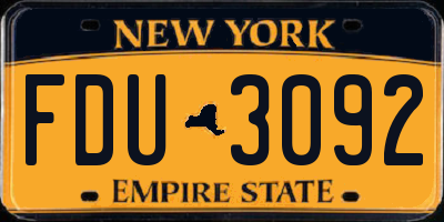 NY license plate FDU3092