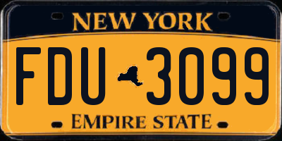 NY license plate FDU3099