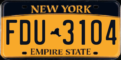 NY license plate FDU3104