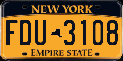 NY license plate FDU3108