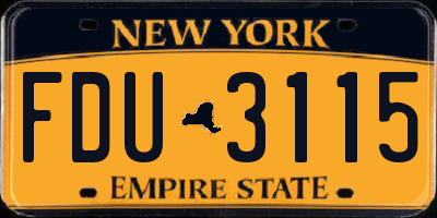 NY license plate FDU3115