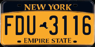 NY license plate FDU3116