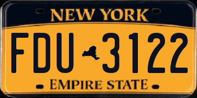 NY license plate FDU3122