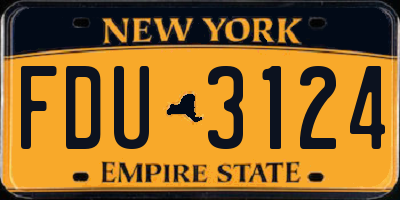 NY license plate FDU3124