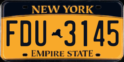 NY license plate FDU3145