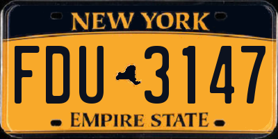 NY license plate FDU3147