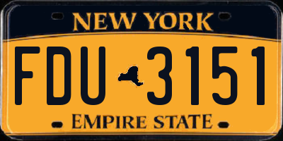 NY license plate FDU3151