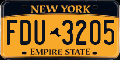 NY license plate FDU3205