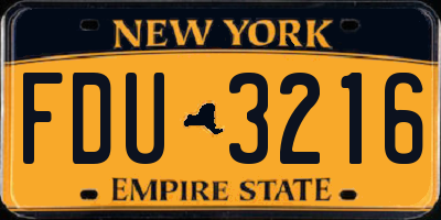 NY license plate FDU3216