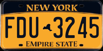 NY license plate FDU3245