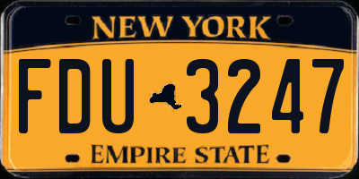 NY license plate FDU3247