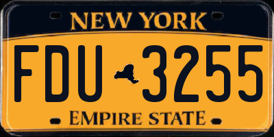 NY license plate FDU3255
