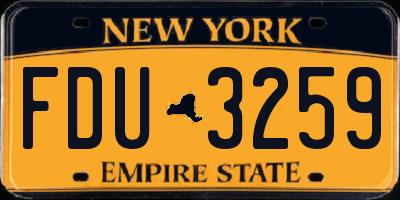 NY license plate FDU3259