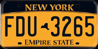 NY license plate FDU3265