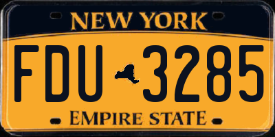 NY license plate FDU3285