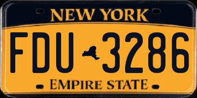 NY license plate FDU3286