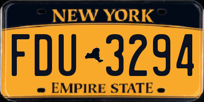 NY license plate FDU3294