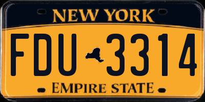 NY license plate FDU3314