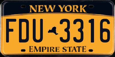 NY license plate FDU3316