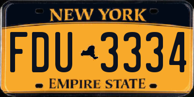 NY license plate FDU3334