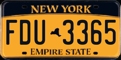 NY license plate FDU3365