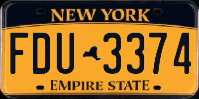 NY license plate FDU3374