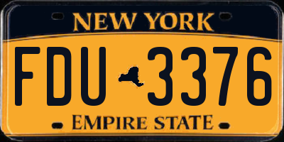 NY license plate FDU3376