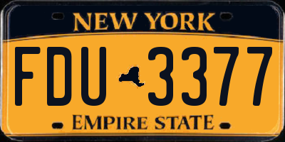 NY license plate FDU3377