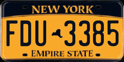 NY license plate FDU3385
