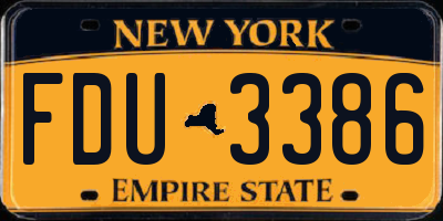 NY license plate FDU3386