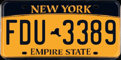 NY license plate FDU3389