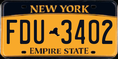 NY license plate FDU3402