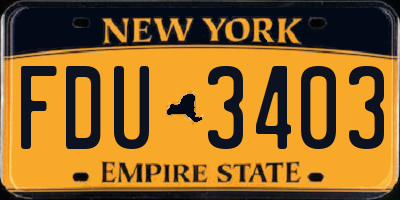 NY license plate FDU3403