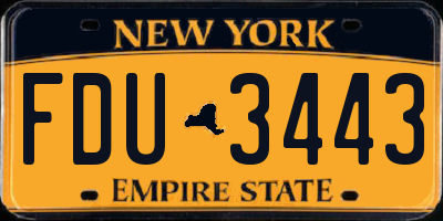 NY license plate FDU3443