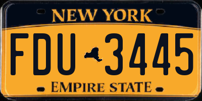 NY license plate FDU3445