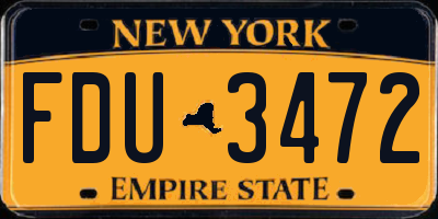 NY license plate FDU3472