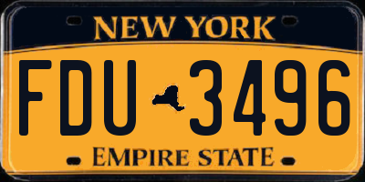NY license plate FDU3496